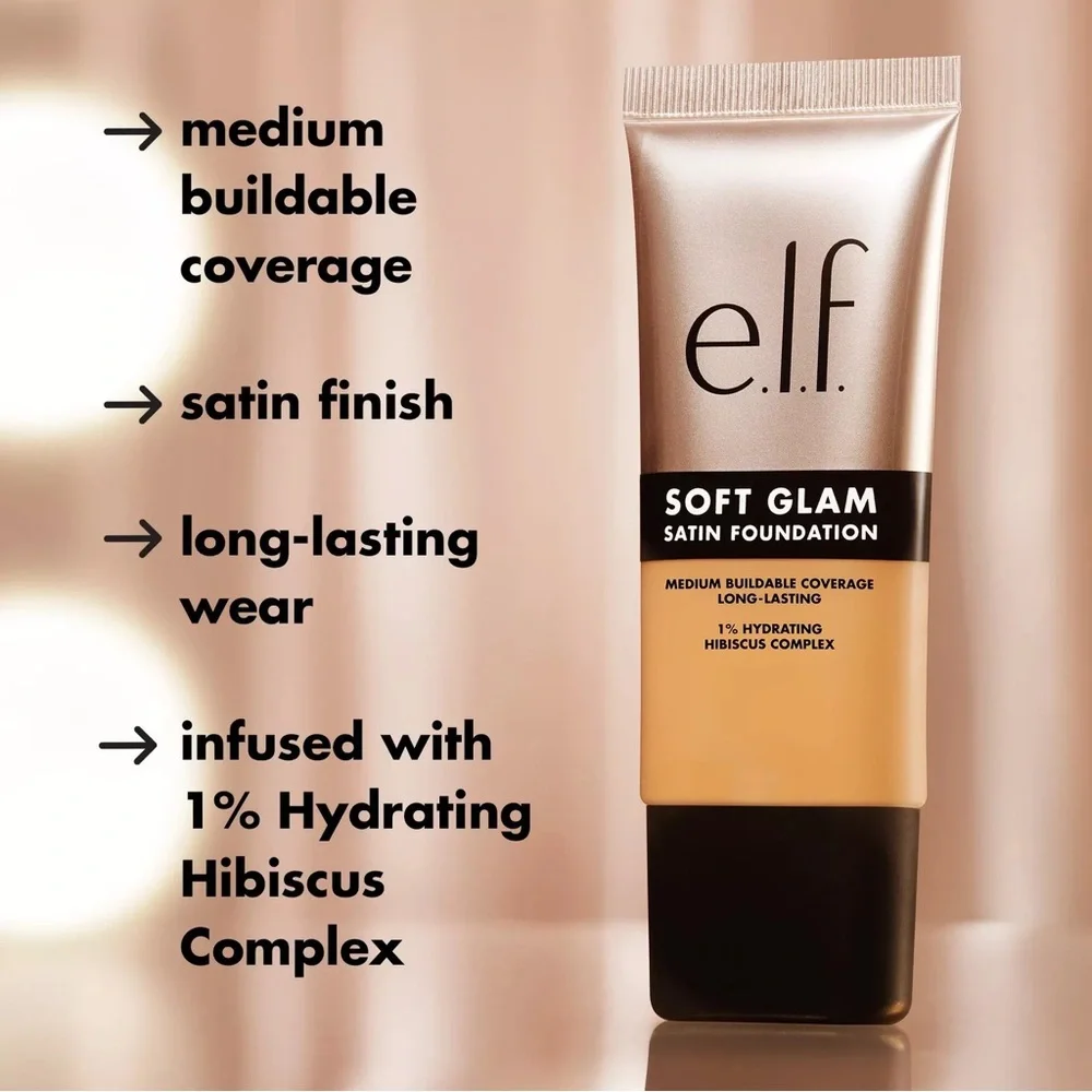 e.l.f. Soft Glam Satin Foundation -12 Fair Warm, NEW